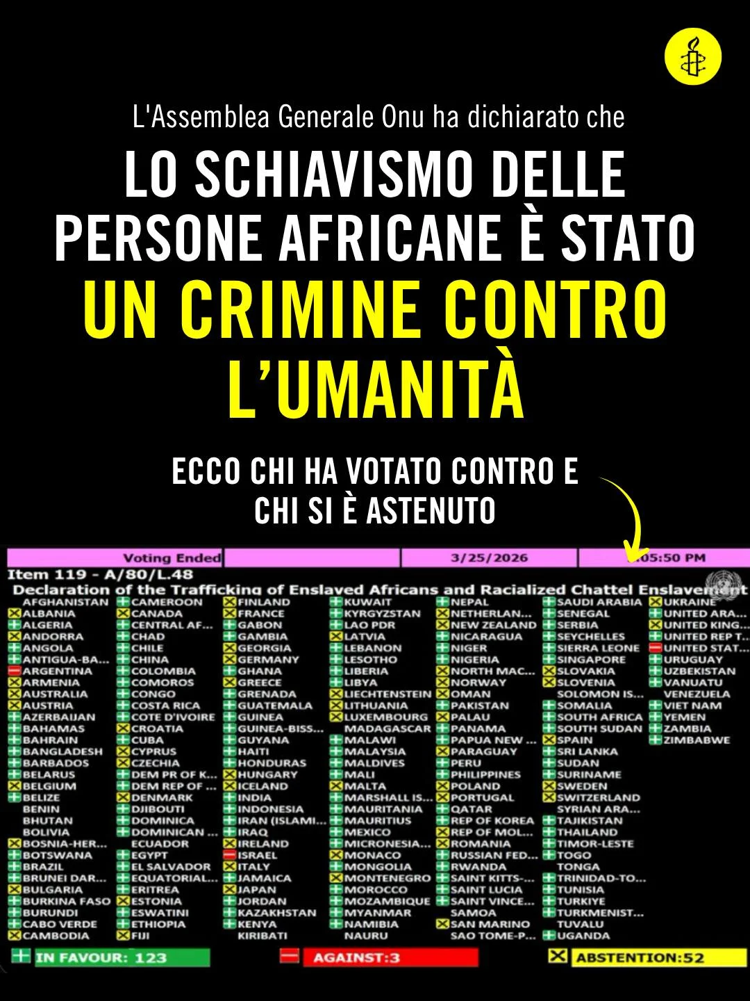 L'Assemblea generale Onu ha riconosciuto lo schiavismo delle persone...
