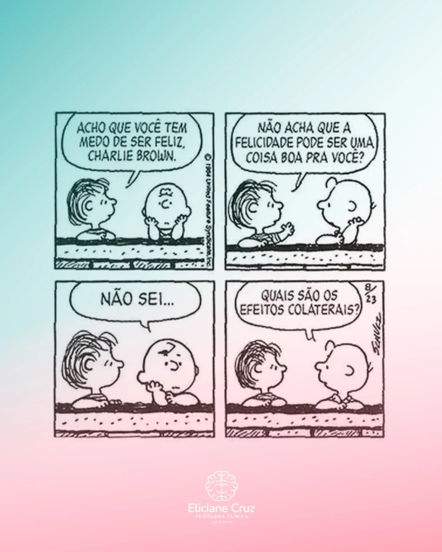 Às vezes, não é a tristeza que nos prende, é o medo de viver algo bom...