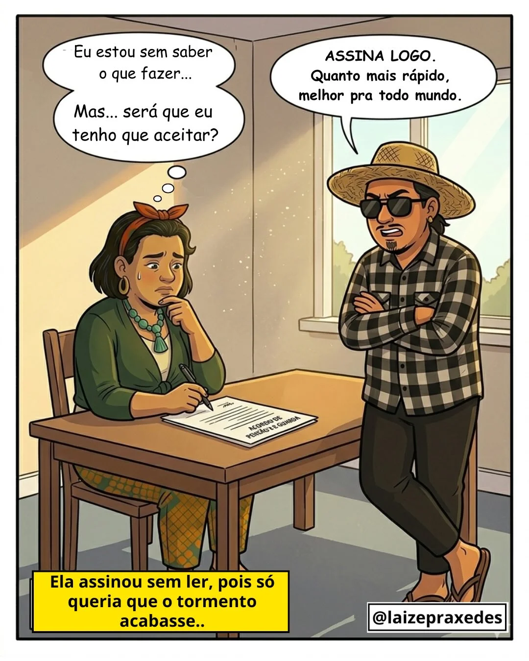 Ela só queria que acabasse. Assinou para ter paz. Perdeu o apartament...